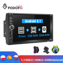 Load image into Gallery viewer, Podofo Android 2 Din Car Radio RAM 2GB+ ROM 32GB Android 7'' 2Din Car Radio Autoradio GPS Multimedia Player For Ford VW Golf